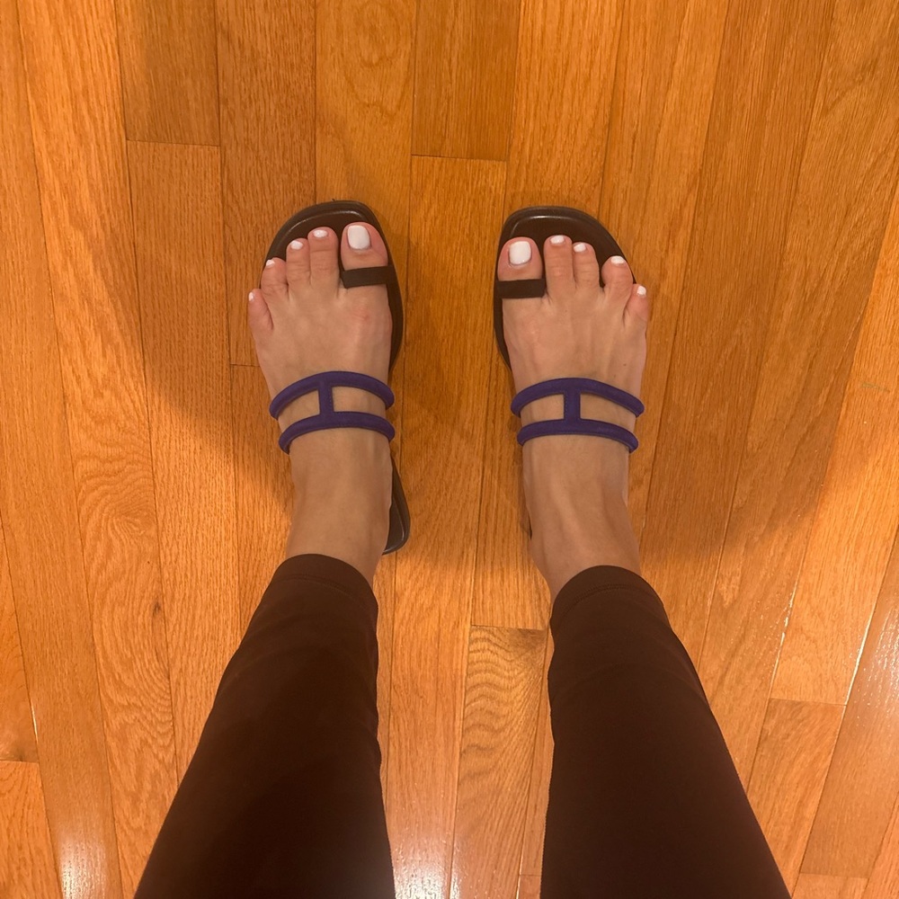 Hermes Black and Blue Sandals Vibrant Minimalist Design
